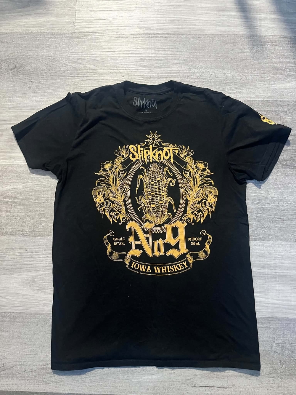 Men's Black Graphic T-Shirt with Gold Print